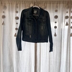 Mudd-VINTAGE Distressed Denim Jacket with Pockets Size XL
